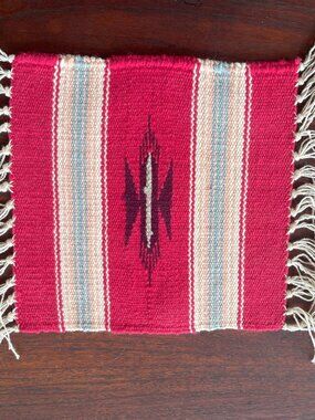 Chimayo Small Navajo Red Geometric Weaving